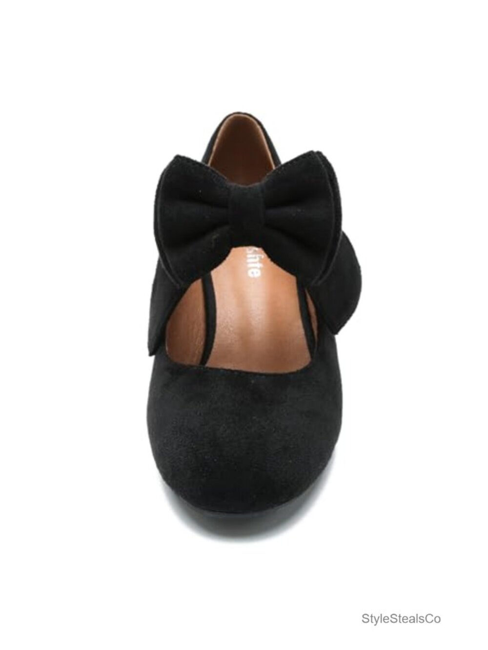 Women's Mary Jane Pumps Bow Block Heel Closed Round Toe Vintage - Picture 4 of 6